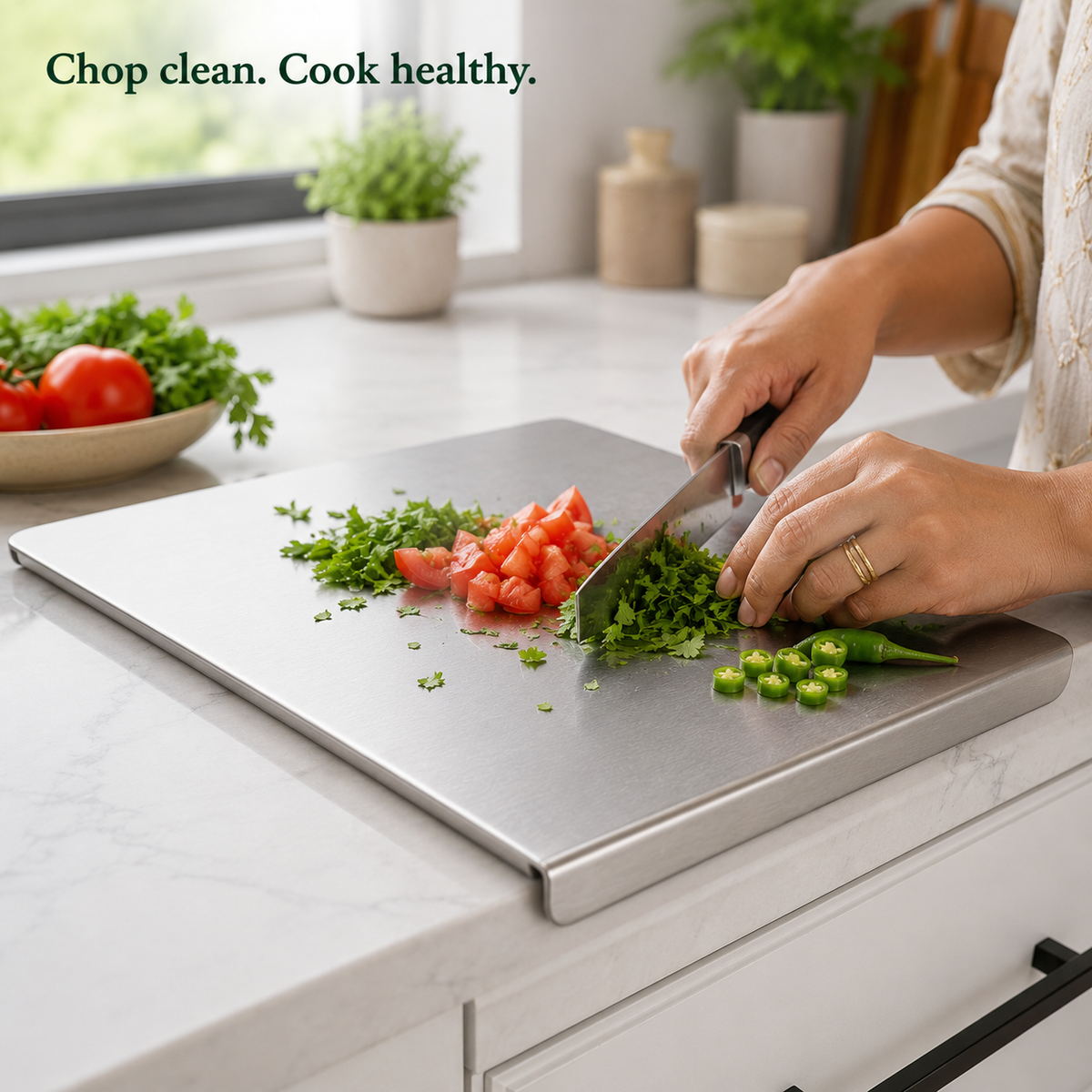 Stainless Steel Chopping Board detail